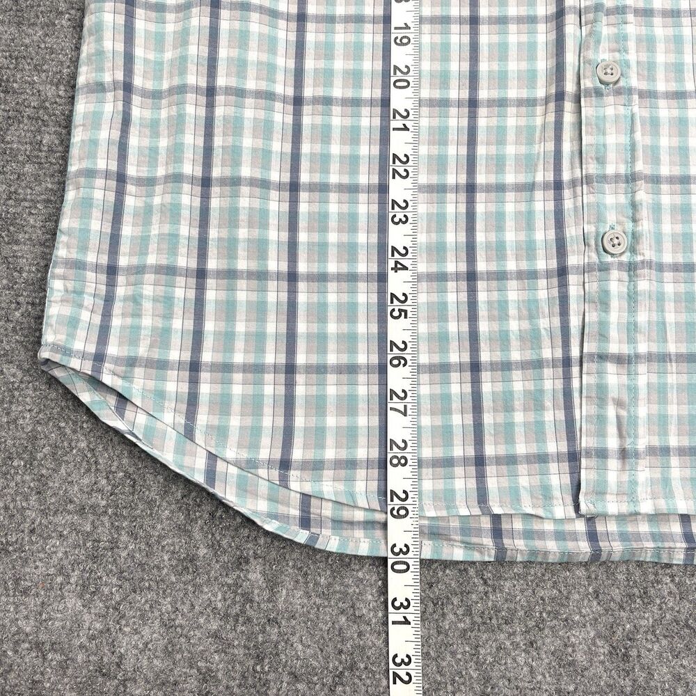 Columbia Shirt Mens Size Large Short Sleeve Button Front Blue Green Plaid - Picture 7 of 8